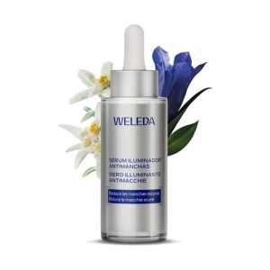 Sérum Iluminador Antimanchas Weleda 30 ml con ingredientes de origen vegetal y textura ligera, diseñado para aportar luminosidad y un tono más uniforme. 💚