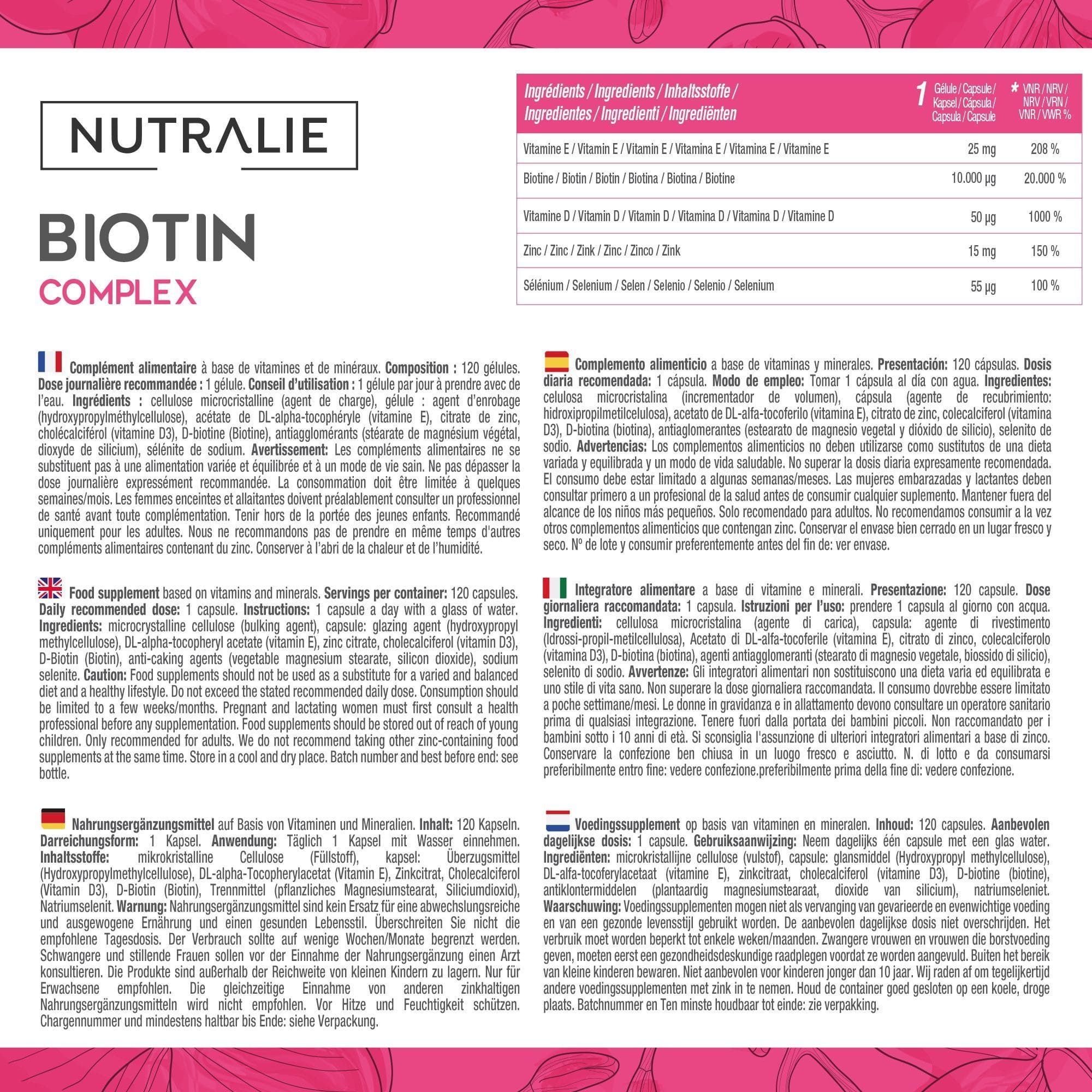 BIOTIN COMPLEX 120 cap. NUTRALIE. - Imagen 2