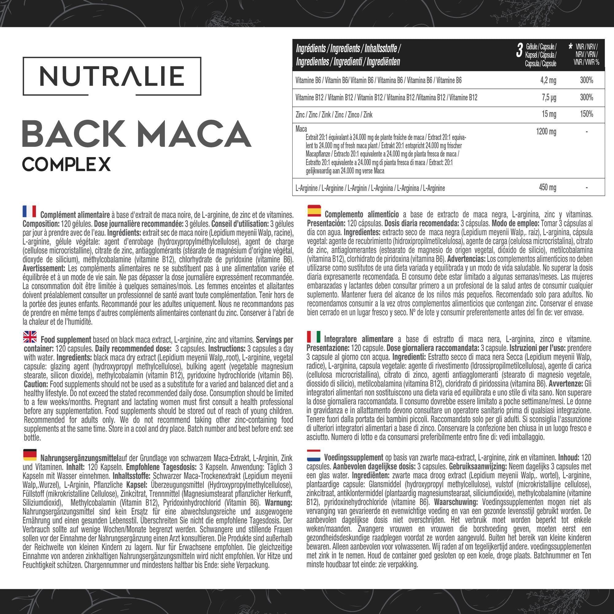 MACA NEGRA ANDINA COMPLEX 120 cap. NUTRALIE. - Imagen 2