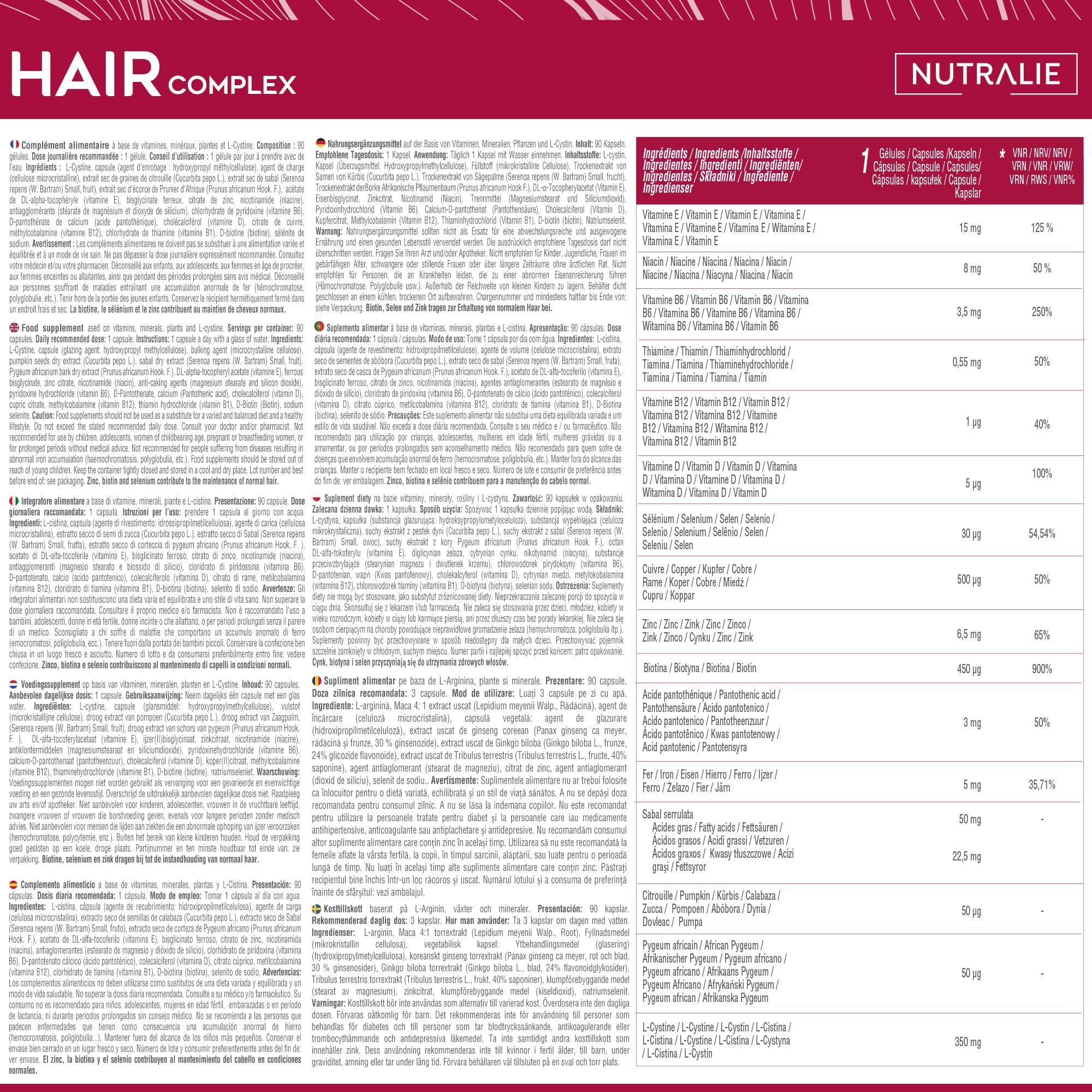 HAIR COMPLEX 90 cap. NUTRALIE. - Imagen 2
