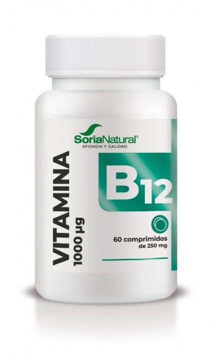 Vitamina B12 liberación sostenida Soria Natural. Favorece energía, sistema nervioso, glóbulos rojos e inmunidad. 60 comprimidos aptos celíacos. HerboVillage