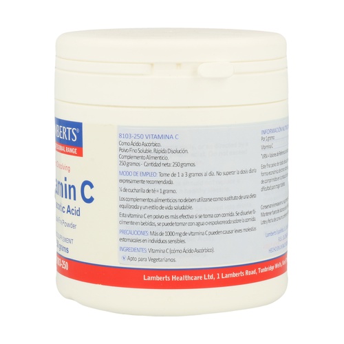 VITAMINA C en polvo 250 gr. ACIDO ASCORBICO. LAMBERTS. - Imagen 2