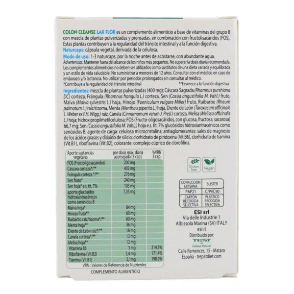 Colon Cleanse Lax Flor 30 caps. ESI - TrepatDiet - Imagen 2
