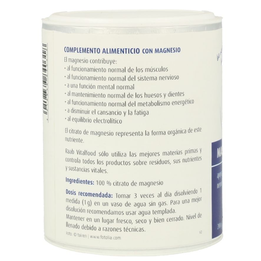 CITRATO MAGNESIO POLVO 340 gr. VEGAN. RAAB VITALFOOD. - Imagen 2