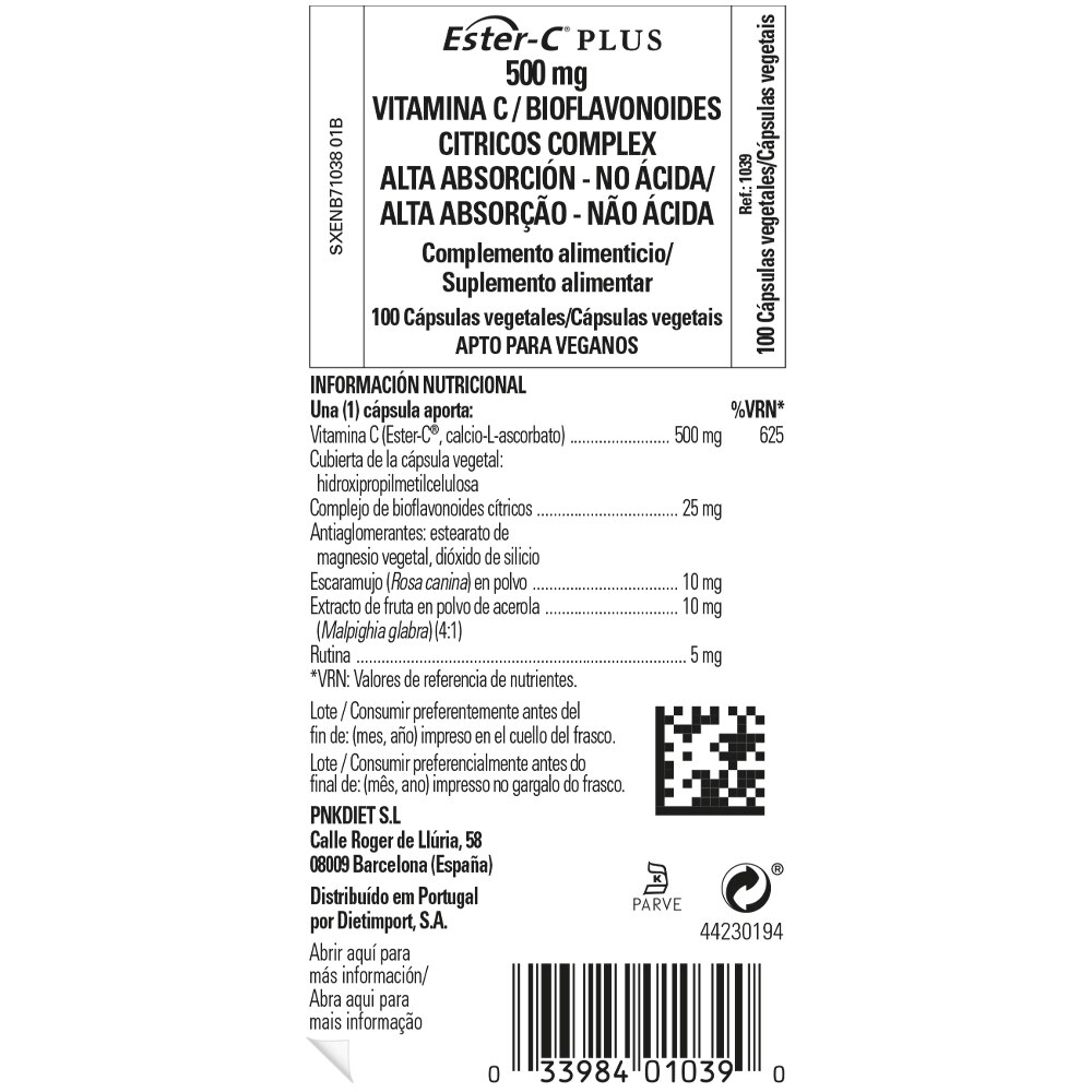VITAMINA ESTER C PLUS 500 mg. 100 comp. SOLGAR. - Imagen 2