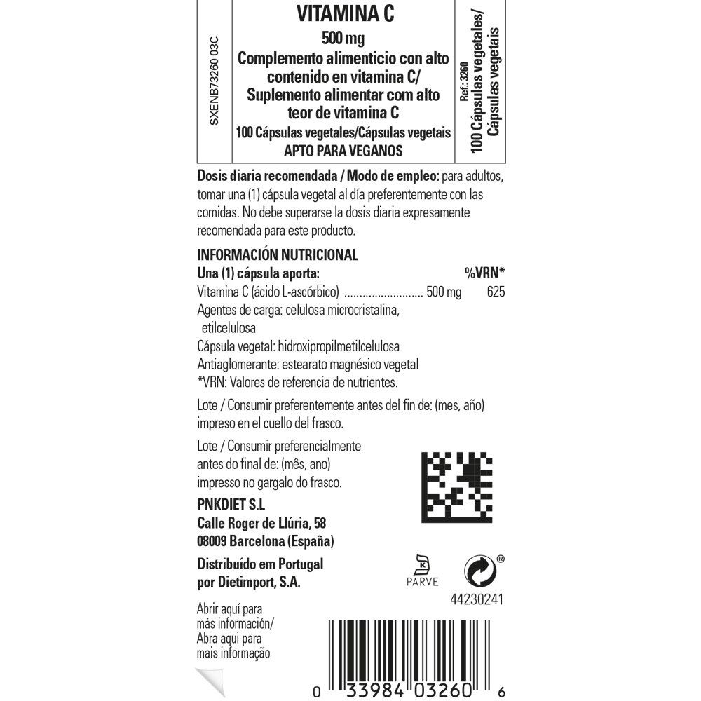 VITAMINA C 500 mg. CAPSULA VEGETAL 100 comp. SOLGAR. - Imagen 2