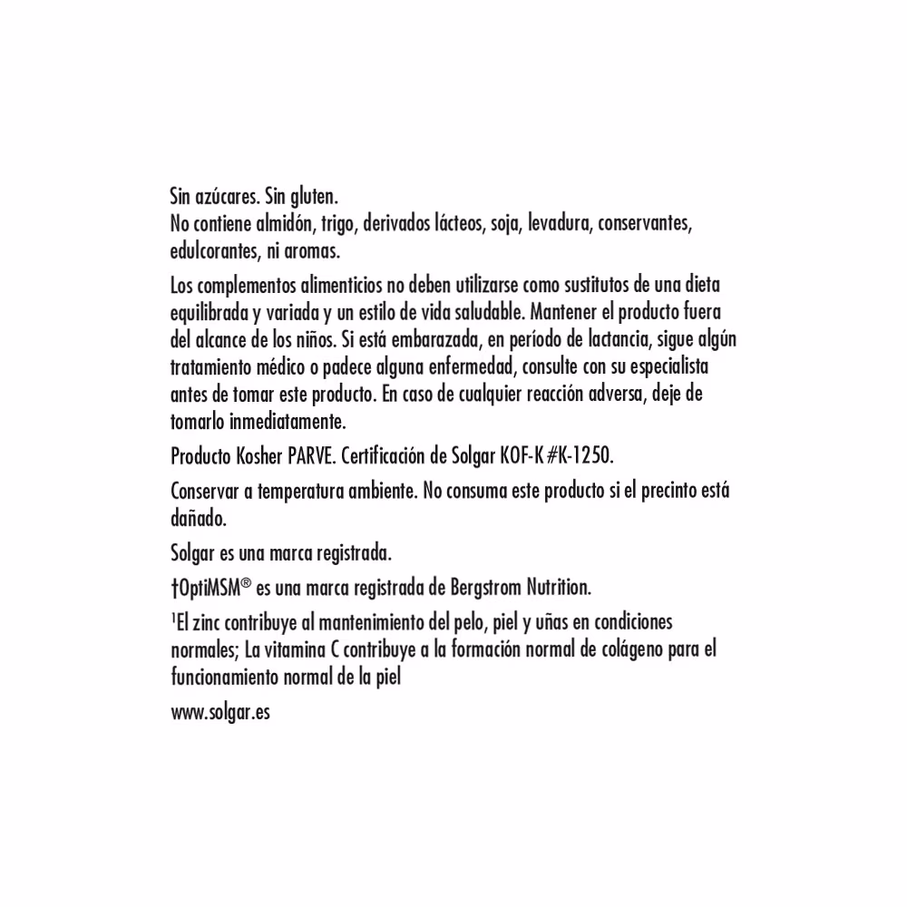 PELO, PIEL, UÑAS FORMULA 1, 60 comp. SOLGAR. - Imagen 4