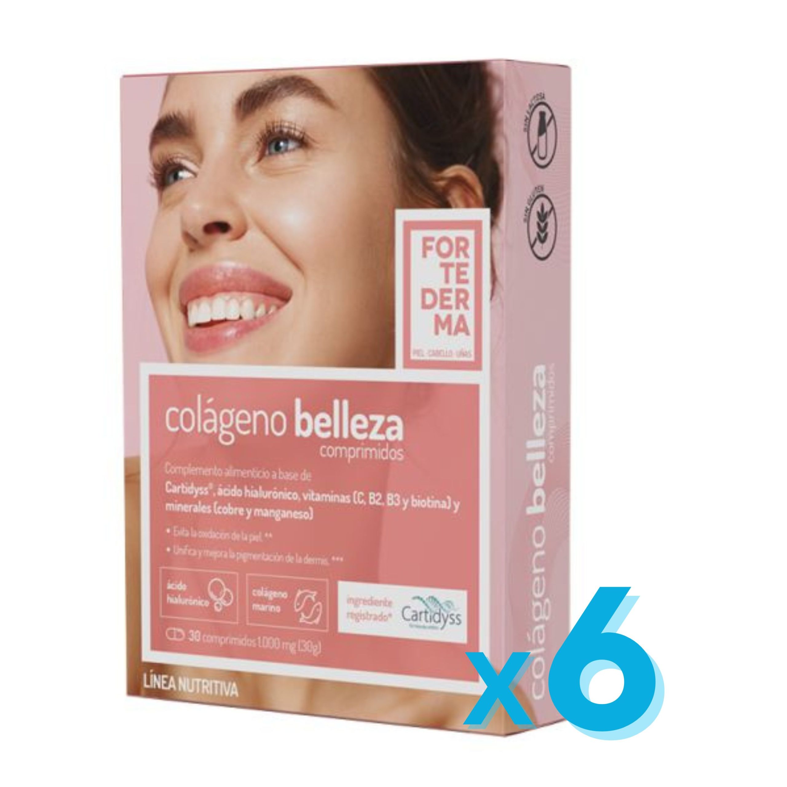 Colágeno PACK 6 belleza y ácido hialurónico 30 comp. de 1000 mg
