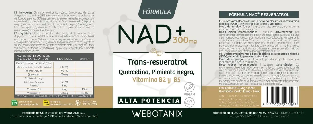 Potente combinación de NAD+ Resveratrol Fórmula para apoyar la longevidad celular, mejorar la energía y reducir el envejecimiento prematuro. HerboVillage!!