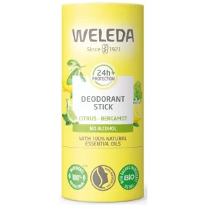 Desodorante citrus natural sin aluminio Weleda en stick con aroma cítrico. Protección 24 h sin alcohol. Apto para piel sensible y vegano. En HerboVillage 🌿