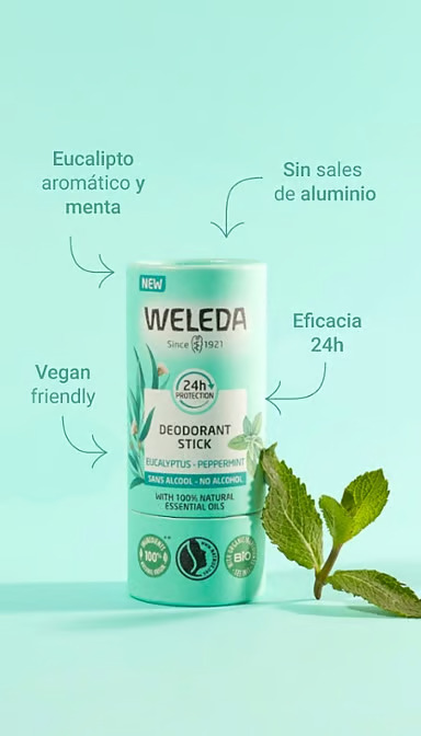 Desodorante Stick Eucaliptus 50 g – Weleda • 24 h, 100 % natural, sin alcohol ni sales de aluminio - Imagen 2