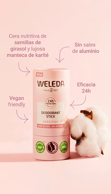 Desodorante Stick Piel Sensible 50 g – Weleda • 24 h, 100 % natural, sin alcohol ni sales de aluminio - Imagen 2