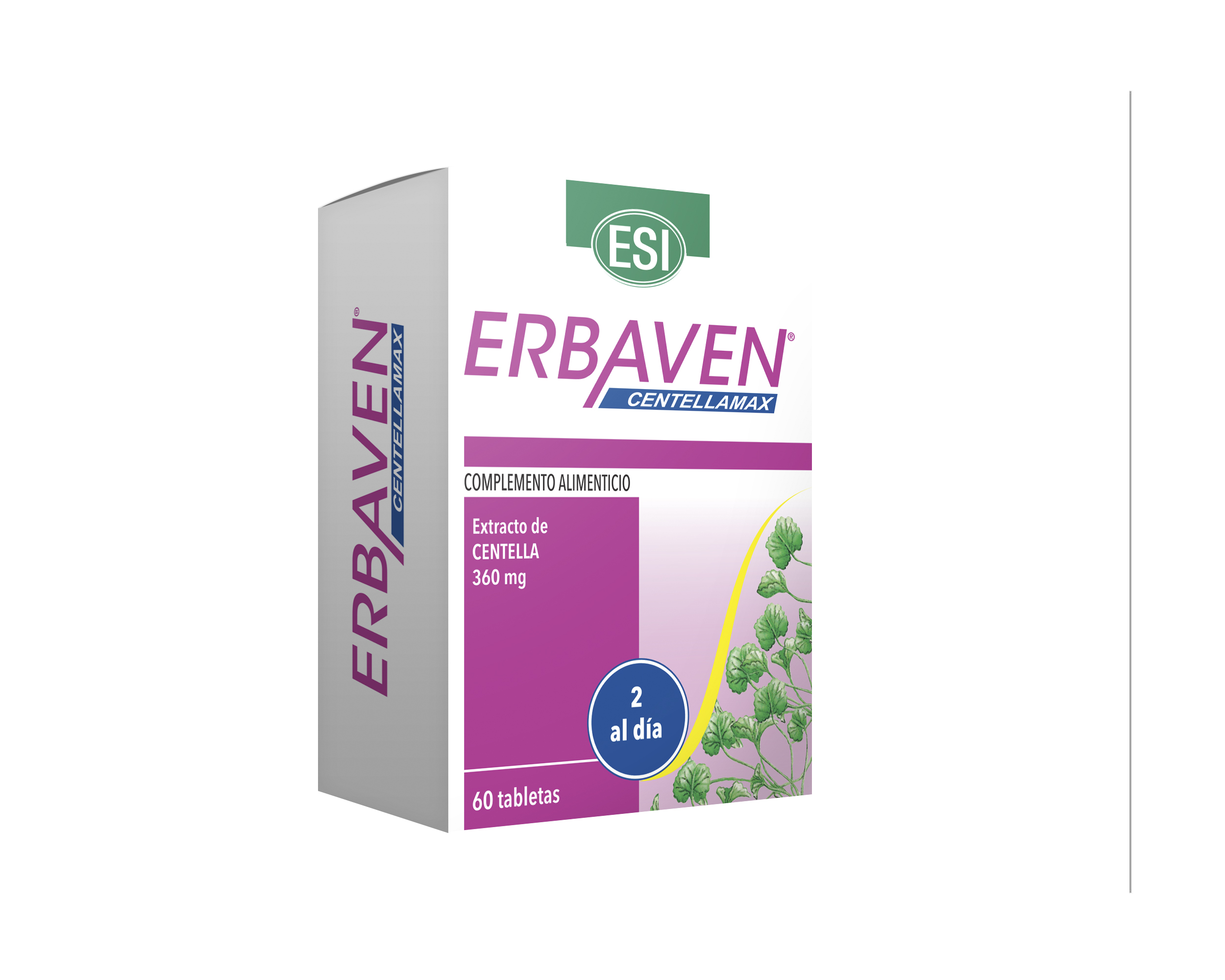 Erbaven Centella Max (60 tabletas) Esi. Suplemento de centella asiática para la circulación y regeneración. Sin gluten, azúcar ni conservantes. HerboVillage