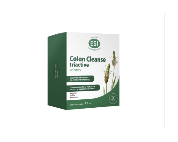 Colon Cleanse Triactive (20 sobres) ESI - Trepat Diet. Sobres con macrogol, psyllium y simeticona que alivian el estreñimiento ocasional y reducen gases. 💚