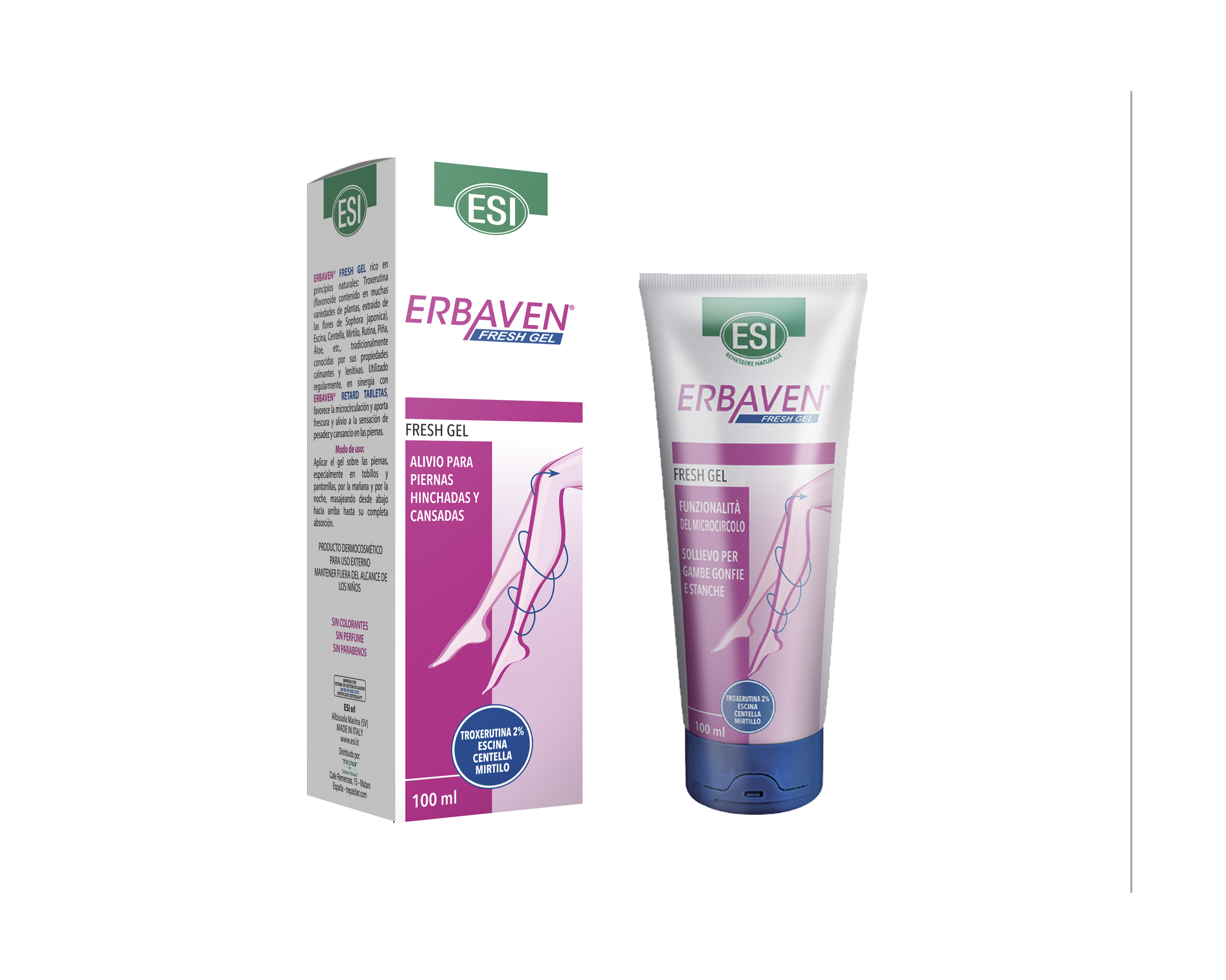 Erbaven Fresh Gel (100ml.) Esi – Trepat Diet. Gel tonificante Con rutina, escina, centella y aloe. Frescor y alivio a piernas cansadas, sin parabenos. 💚