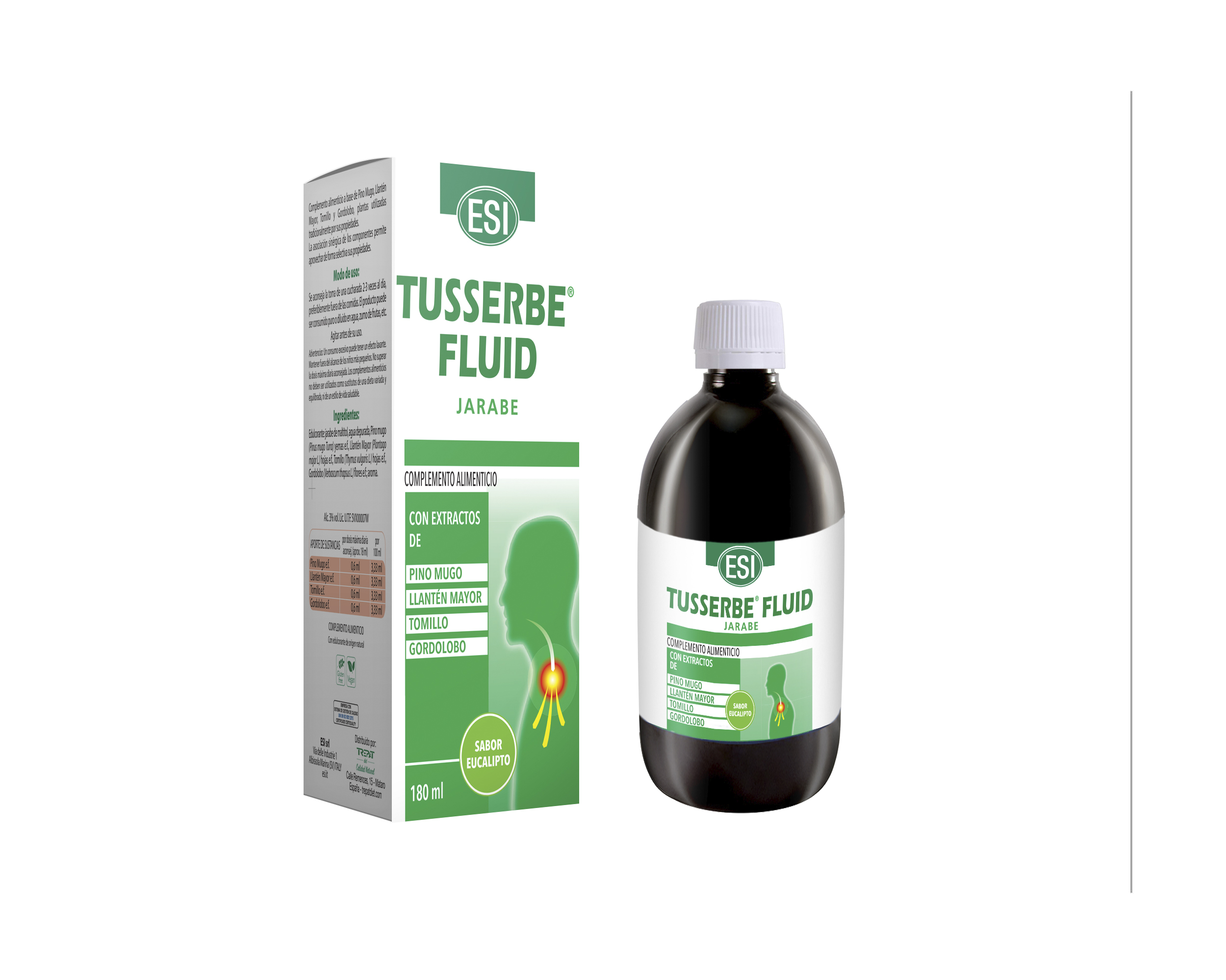 Tusserbe Fluid (180 ml) ESI - Trepat Diet . Jarabe vegetal sin azúcar, para paliar irritaciones de garganta y tos seca con ingredientes tradicionales. 💚