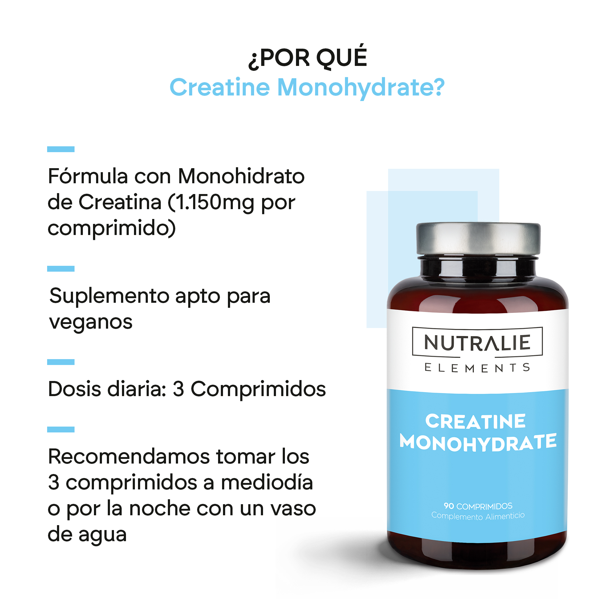 Creatina 1000 mg – Nutralie – 90 comprimidos - Imagen 2