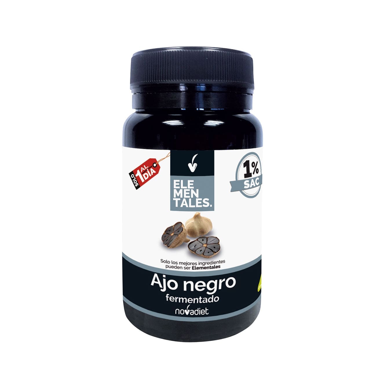 Ajo Negro Fermentado NovaDiet 30 cápsulas. Extracto fermentado con ≥ 1 % de S-alil-cisteína (SAC). Suplemento vegetal de alta concentración. 💚