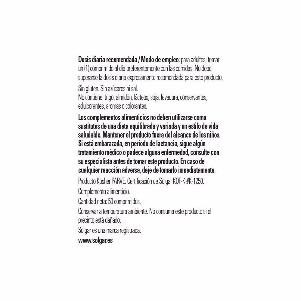 Selenio 200 µg SOLGAR 50 cápsulas - Imagen 3