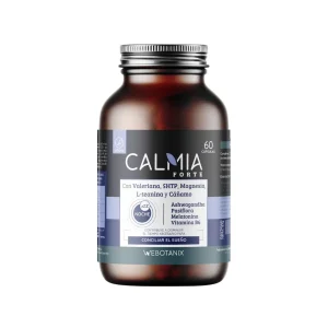 Calmia Noche Forte de Webotanix, 60 cápsulas. Complemento vegetal con magnesio, melatonina, 5-HTP y extractos botánicos. Vegano, sin gluten. 💚