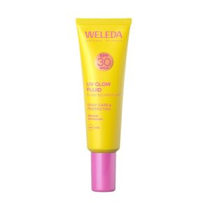Fluido Solar Glow SPF30 Weleda 30 ml es un protector solar facial con filtros minerales y textura ligera, diseñado para aportar un acabado luminoso natural.